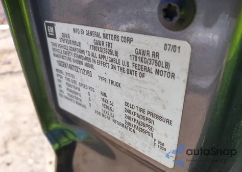 2002 Chevrolet Silverado 1500 из США, поврежденный, VIN 1GCEK14V72Z112160